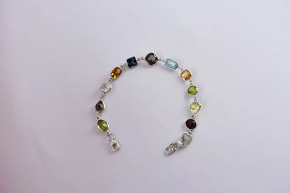Multi gemstone mixed-cut bracelet in 925 silver