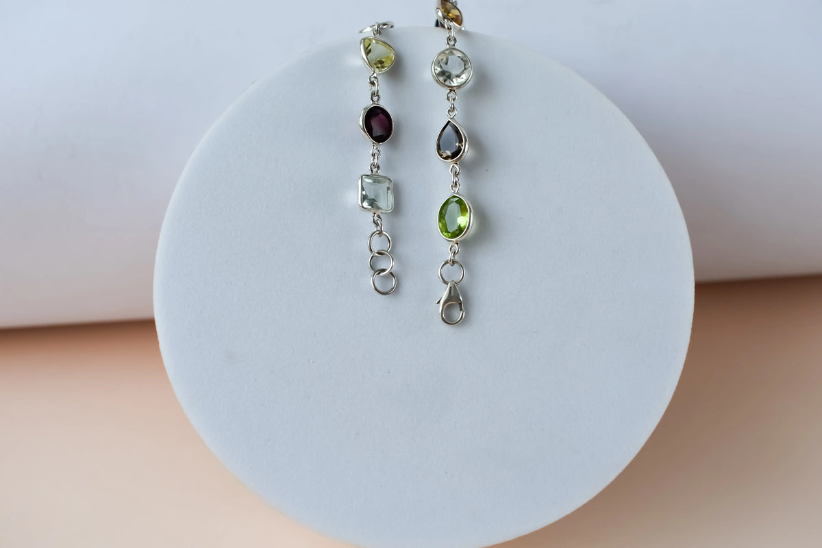 Multi gemstone mixed-cut bracelet in 925 silver