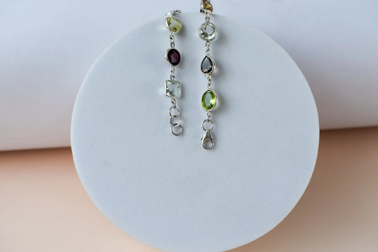Multi gemstone mixed-cut bracelet in 925 silver