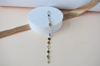 Multi gemstone mixed-cut bracelet in 925 silver