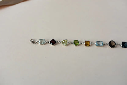 Multi gemstone mixed-cut bracelet in 925 silver