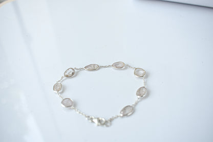 Morganite bezel bracelet by the yard in 925 silver with multi shape stones