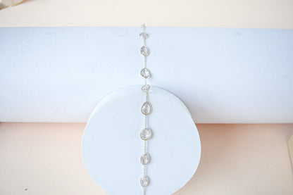 Morganite bezel bracelet by the yard in 925 silver with multi shape stones