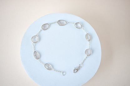 Morganite bezel bracelet by the yard in 925 silver with multi shape stones