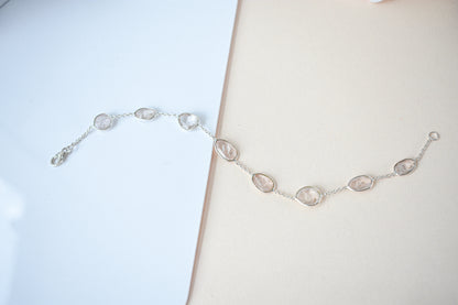 Morganite bezel bracelet by the yard in 925 silver with multi shape stones