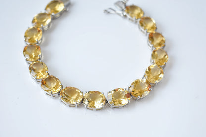 Citrine link bracelet with rounded gemstone links set in 925 silver