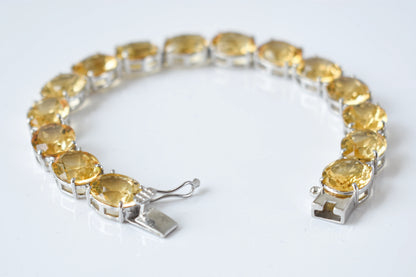 Citrine link bracelet with rounded gemstone links set in 925 silver