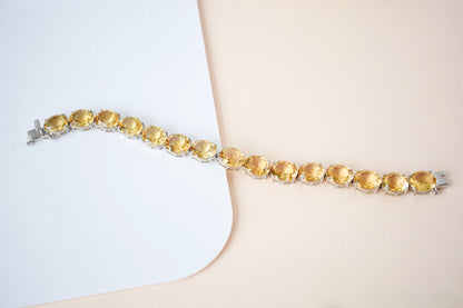Citrine link bracelet with rounded gemstone links set in 925 silver