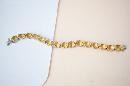 Citrine link bracelet with rounded gemstone links set in 925 silver