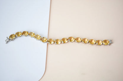Citrine link bracelet with rounded gemstone links set in 925 silver