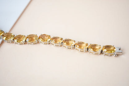Citrine link bracelet with rounded gemstone links set in 925 silver