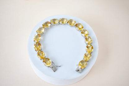 Citrine link bracelet with rounded gemstone links set in 925 silver