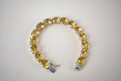 Citrine link bracelet with rounded gemstone links set in 925 silver