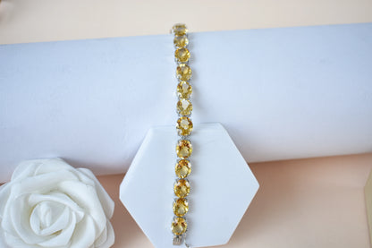 Citrine link bracelet with rounded gemstone links set in 925 silver