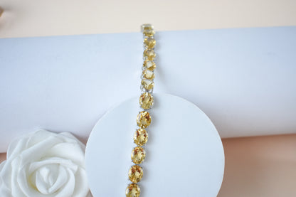 Citrine link bracelet with rounded gemstone links set in 925 silver