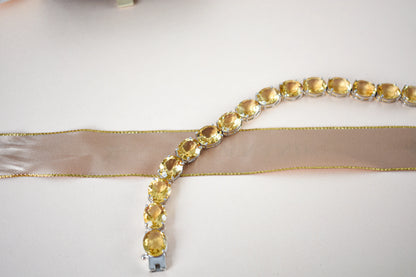 Citrine link bracelet with rounded gemstone links set in 925 silver