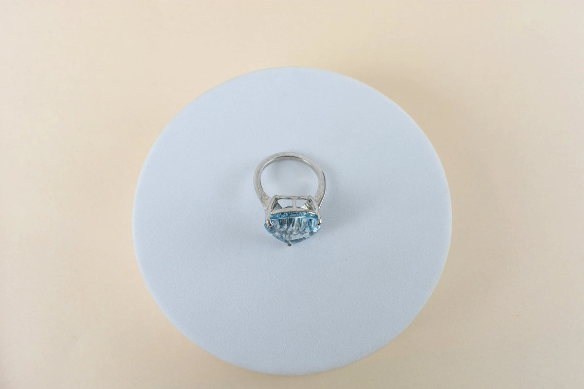 Sky blue topaz trillion-cut solitaire ring in 925 silver