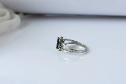 Black spinel marquise cluster ring in 925 silver