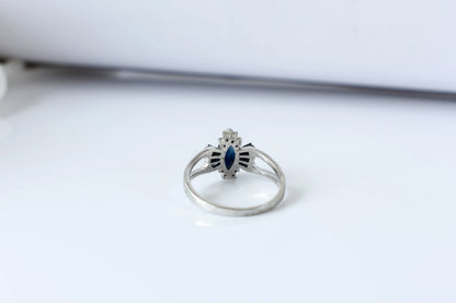 Black spinel marquise cluster ring in 925 silver