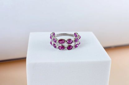 Ruby cluster ladder ring in 925 silver