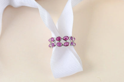Ruby cluster ladder ring in 925 silver