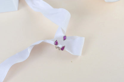 Ruby pear-cut open ring in 925 silver