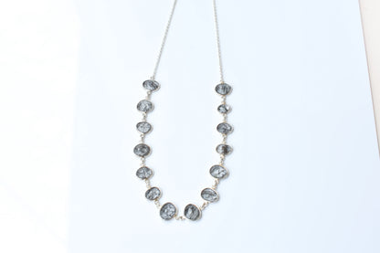 Black Rutilated Quartz Necklace in 925 Silver | Multi-Strand