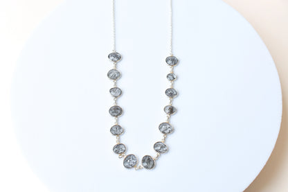 Black Rutilated Quartz Necklace in 925 Silver | Multi-Strand