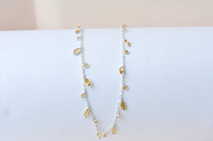 Citrine Confetti Necklace in 925 Silver | Multi-Strand Drops