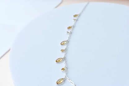 Citrine Confetti Necklace in 925 Silver | Multi-Strand Drops