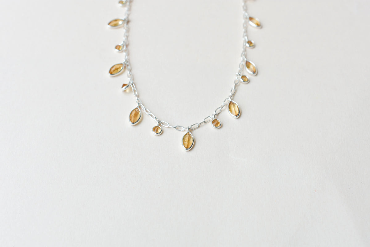 Citrine Confetti Necklace in 925 Silver | Multi-Strand Drops