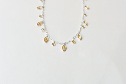 Citrine Confetti Necklace in 925 Silver | Multi-Strand Drops