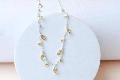Citrine Confetti Necklace in 925 Silver | Multi-Strand Drops