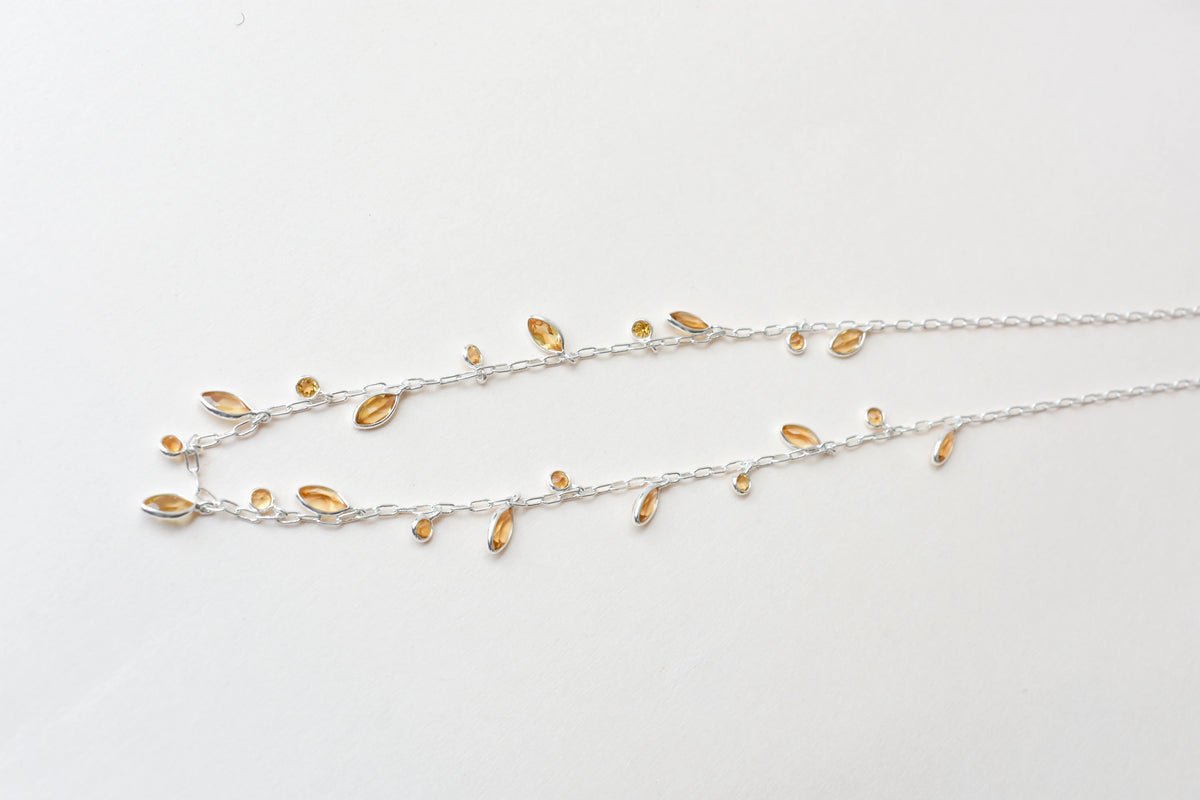 Citrine Confetti Necklace in 925 Silver | Multi-Strand Drops