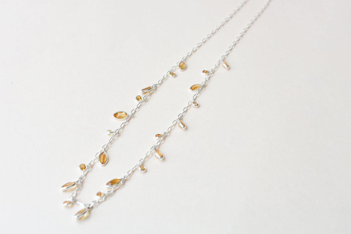 Citrine Confetti Necklace in 925 Silver | Multi-Strand Drops