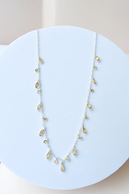 Citrine Confetti Necklace in 925 Silver | Multi-Strand Drops