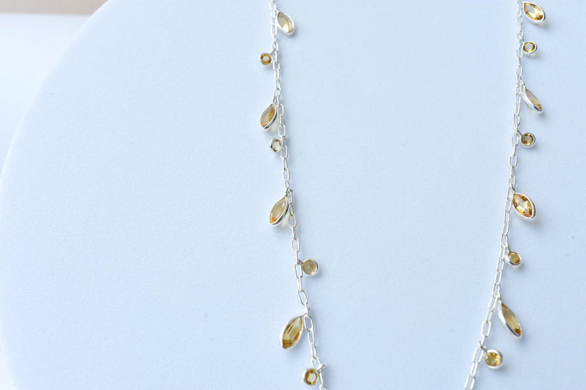 Citrine Confetti Necklace in 925 Silver | Multi-Strand Drops