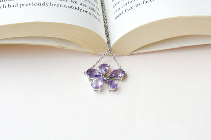 Amethyst Flower Necklace in 925 Silver | Pear-Cut Petals