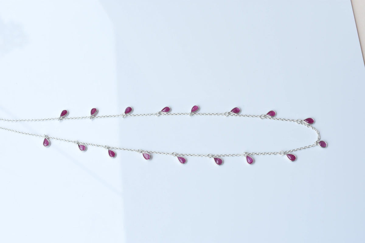 Ruby Pendant Necklace in 925 Silver | Fine Chain