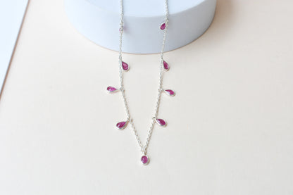 Ruby Pendant Necklace in 925 Silver | Fine Chain