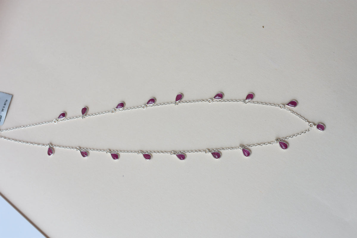 Ruby Pendant Necklace in 925 Silver | Fine Chain
