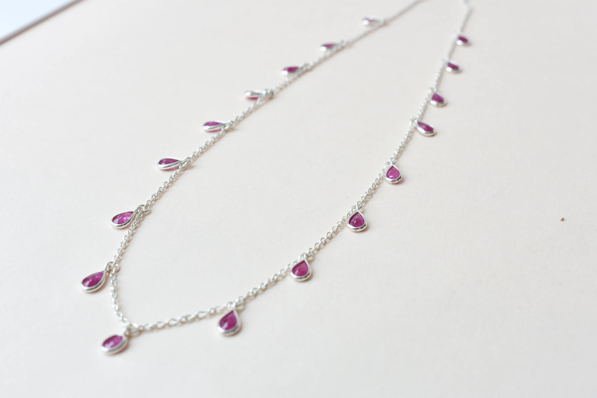 Ruby Pendant Necklace in 925 Silver | Fine Chain