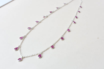 Ruby Pendant Necklace in 925 Silver | Fine Chain