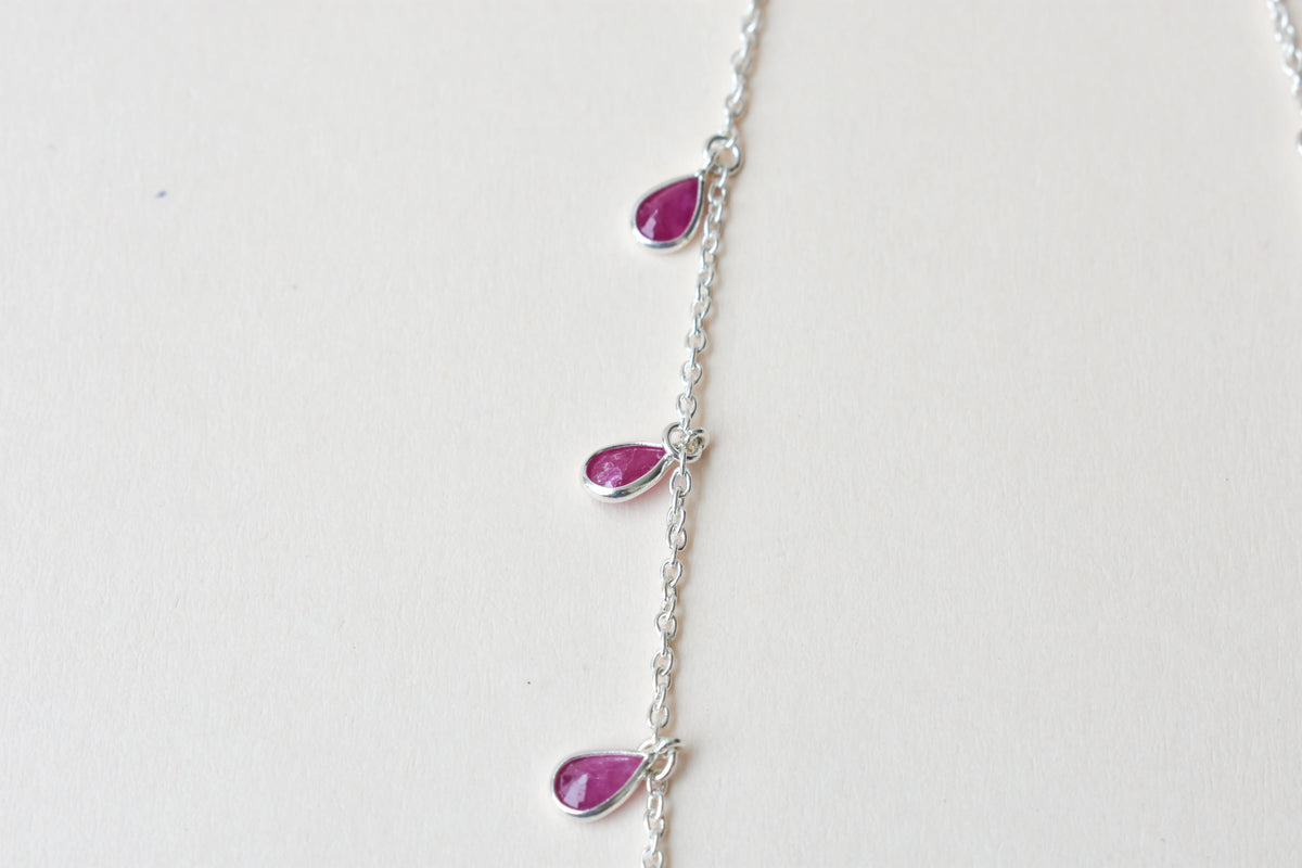 Ruby Pendant Necklace in 925 Silver | Fine Chain