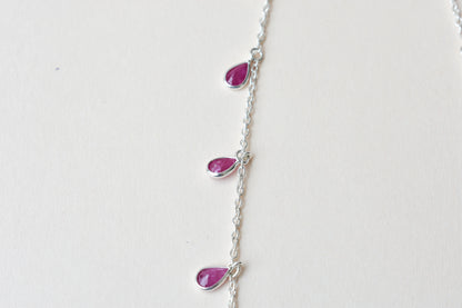 Ruby Pendant Necklace in 925 Silver | Fine Chain