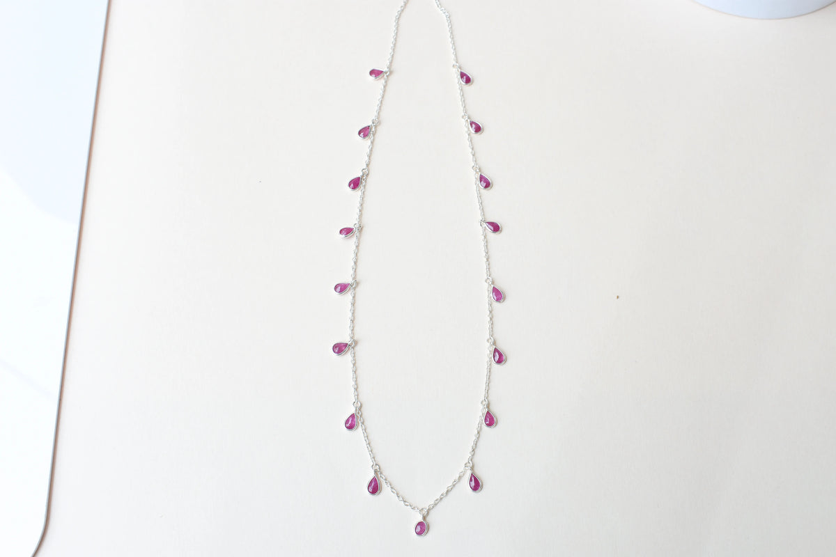 Ruby Pendant Necklace in 925 Silver | Fine Chain