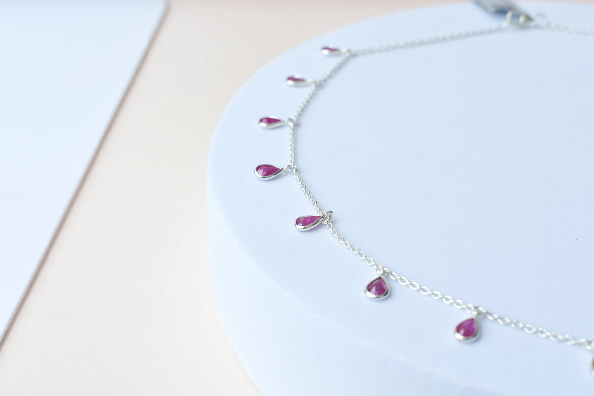 Ruby Pendant Necklace in 925 Silver | Fine Chain