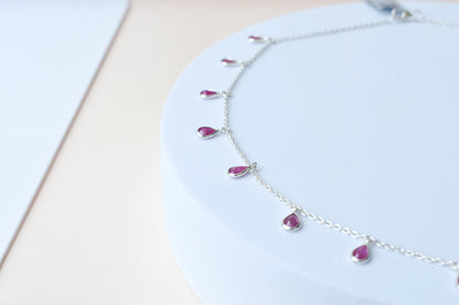 Ruby Pendant Necklace in 925 Silver | Fine Chain