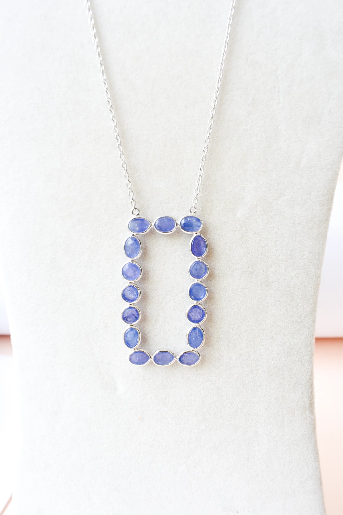 Tanzanite Cluster Necklace in 925 Silver | Multi-Stone Pendant