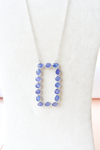 Tanzanite Cluster Necklace in 925 Silver | Multi-Stone Pendant